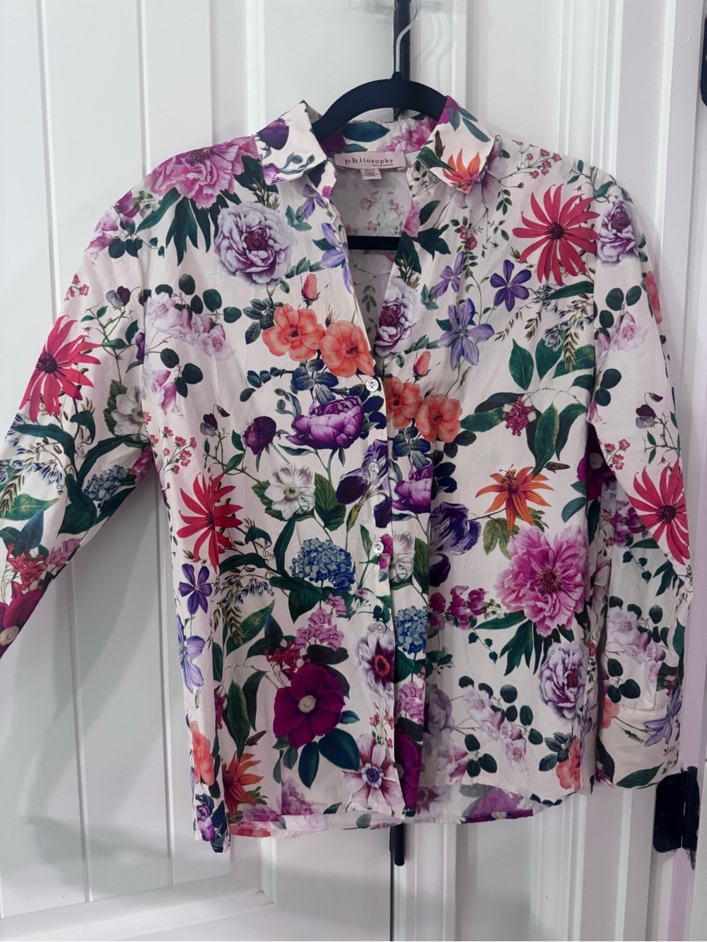 Philosophy Button-Up Shirt with Vibrant Blooms